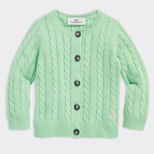 Vineyard Vines toddler girls Green cable knit cardigan Sweater, Medium